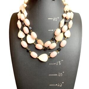 Lucite Triple Strand W. Germany Necklace - Pink and Black 50s
